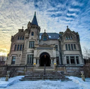 Turnblad Mansion at sunset.